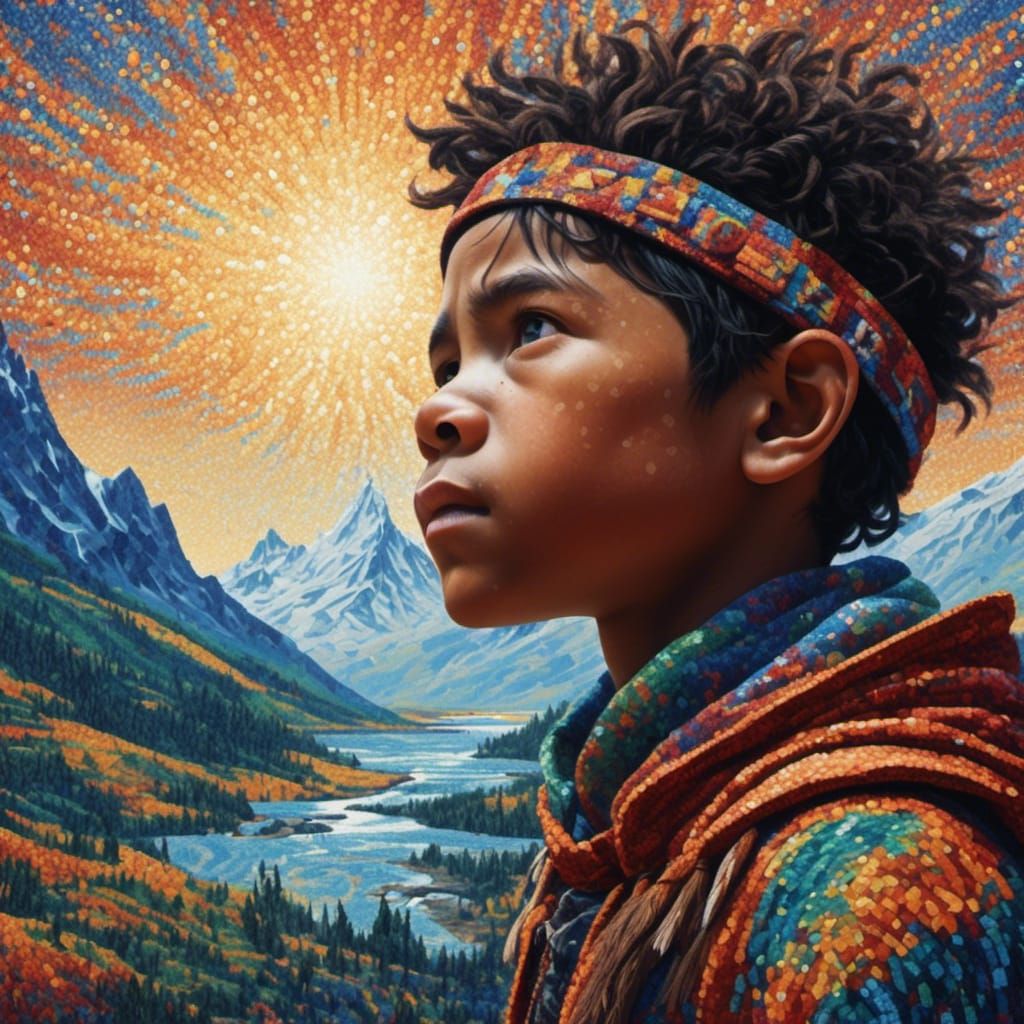 <lora:Pointillism:1.0> Pointalism stipple picture of a young...