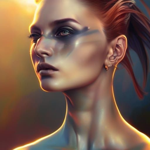 Tattooed Woman Portrait on Alien Planet
