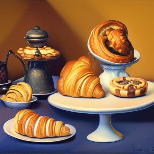 Pastries Still Life in Oil Painting Style