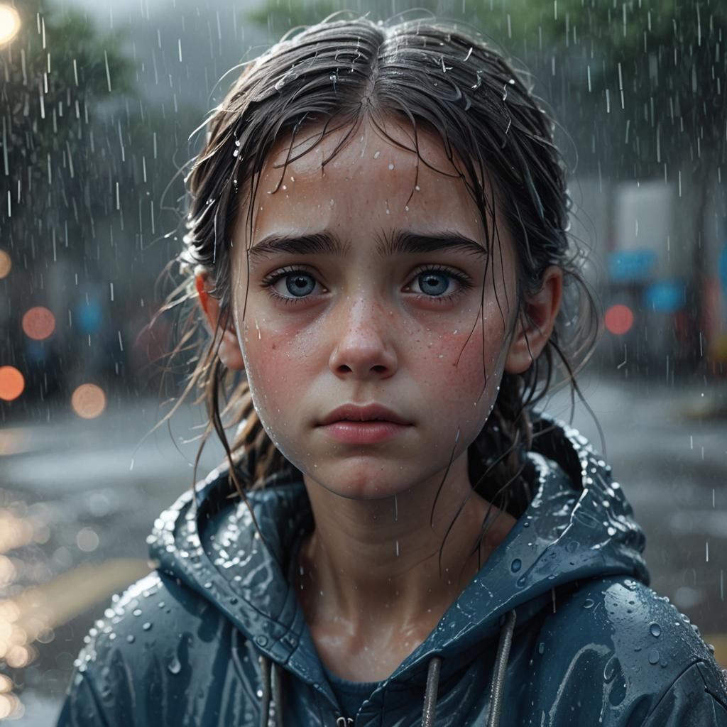 Sad Girl in Rain: Vibrant 3D Animation