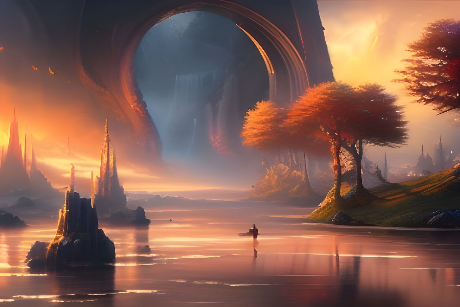 Epic Valkyrie in Detailed Fantasy Landscape