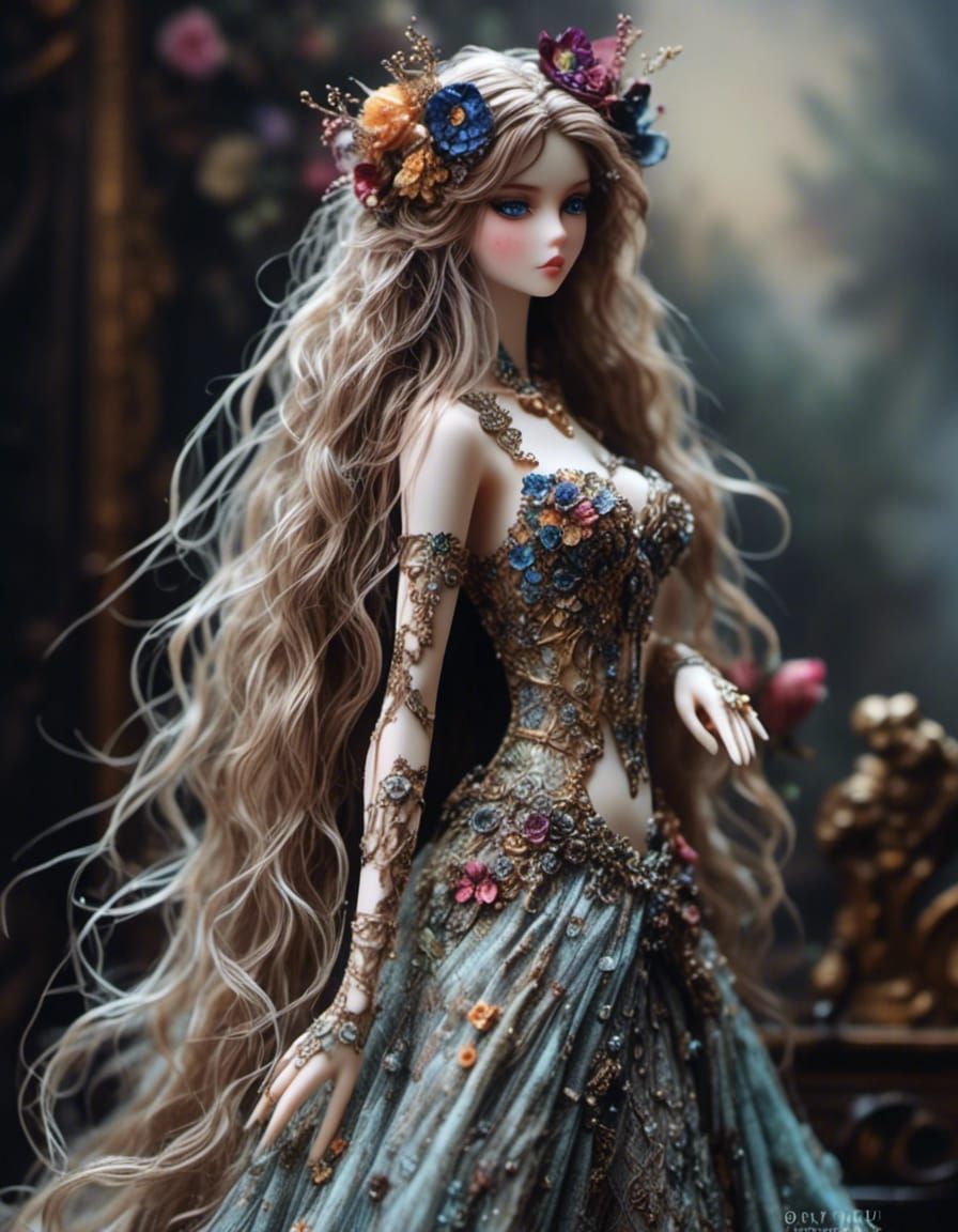 Beautiful Elf Woman in Flowing Gown