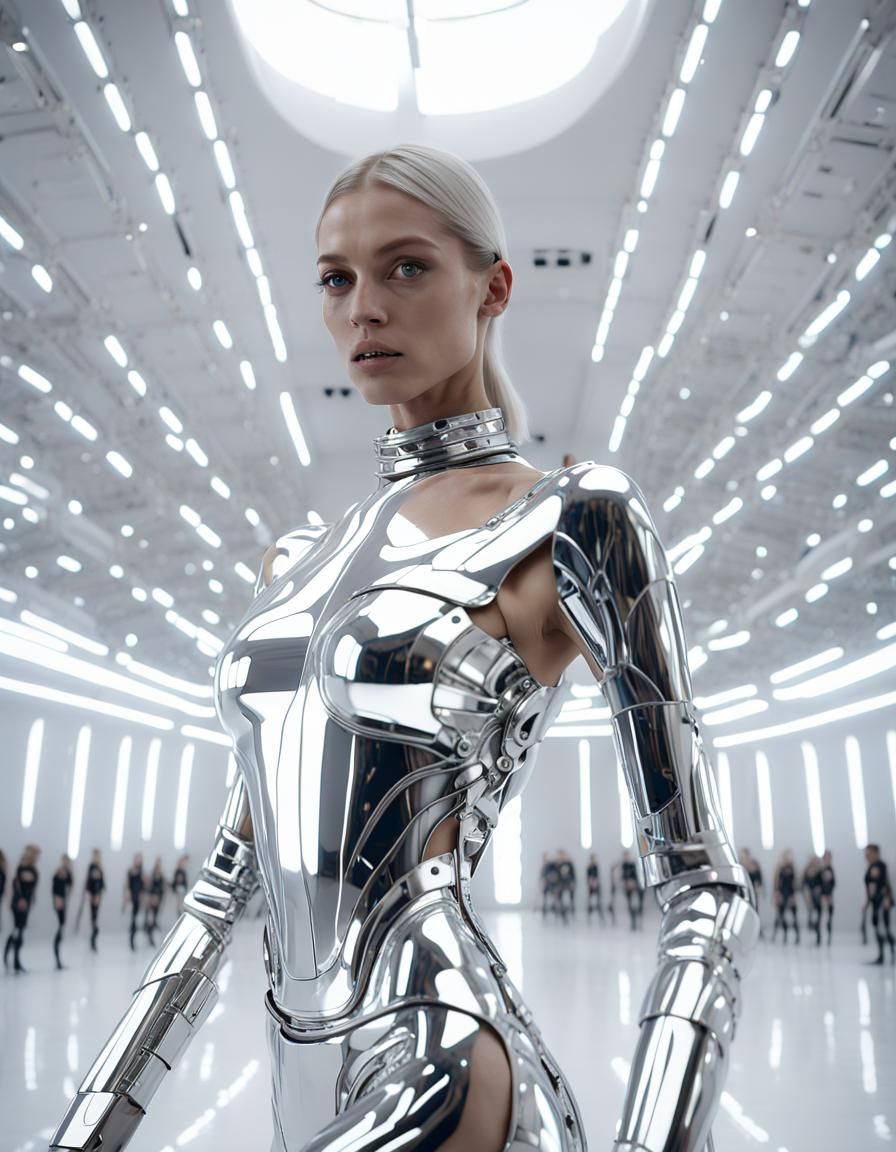 Futuristic Metal Fashion Show in Sci-Fi Style