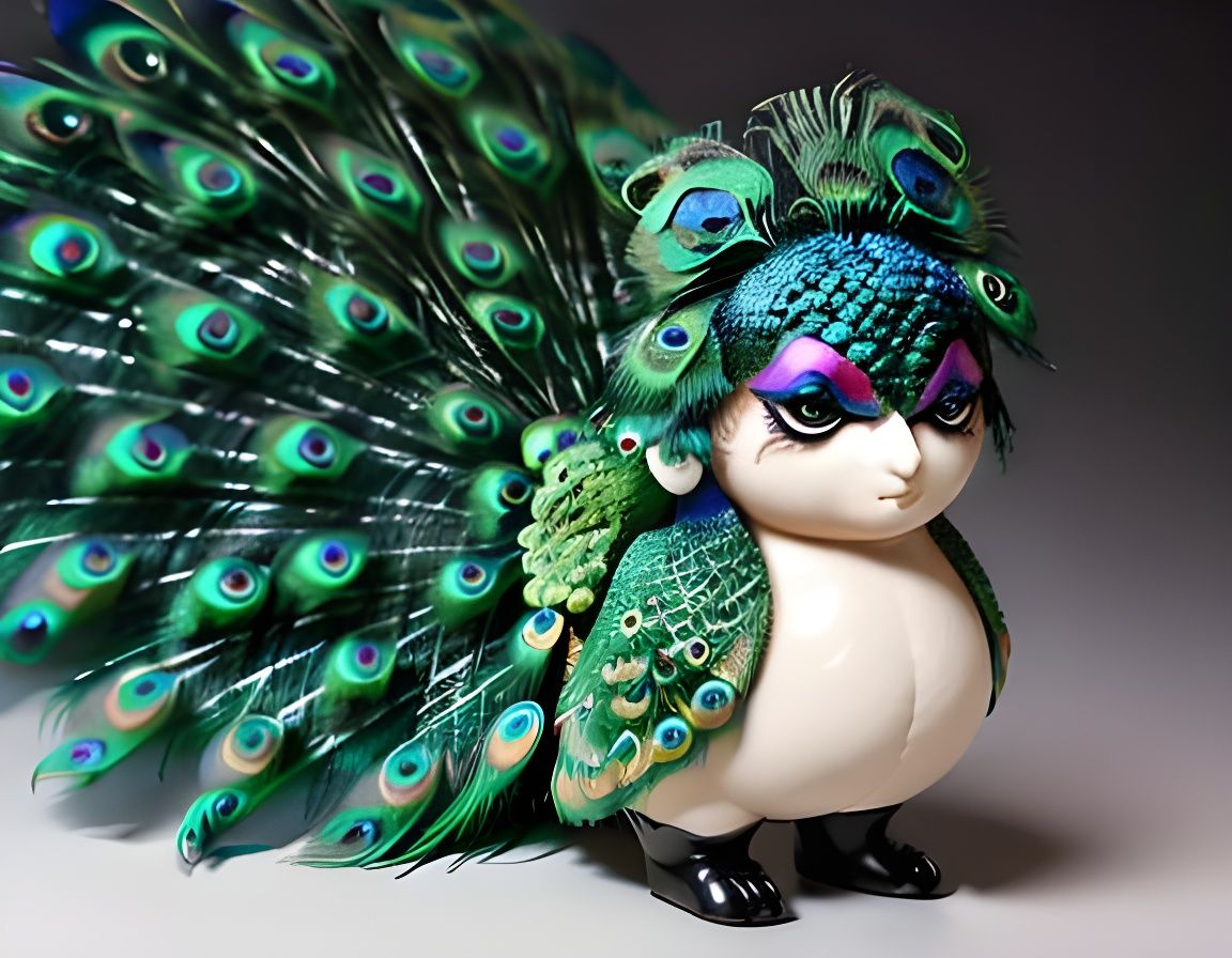 Rococo Chibi Peacock with Human Face