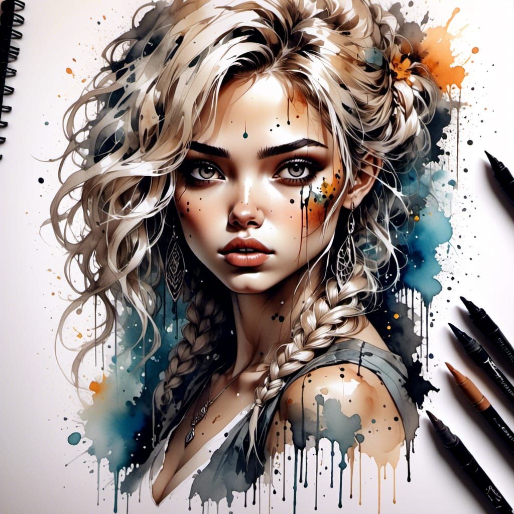 Stunning Ink Sketch of a Hispanic Woman