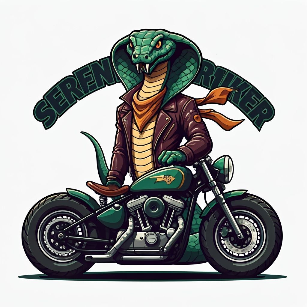 Cartoon Cobra SerpentStriker on Vintage Motorcycle