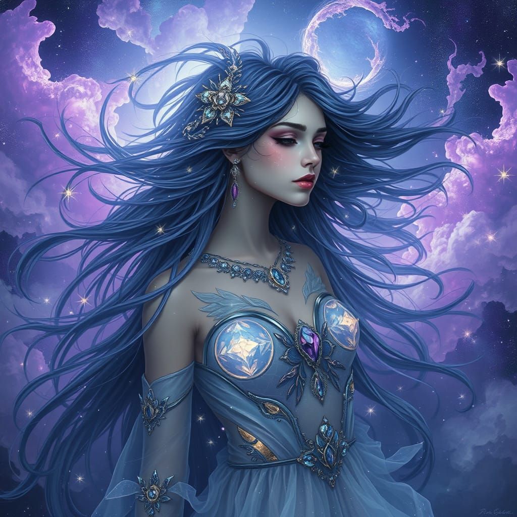 Ethereal Cosmic Goddesses in Celestial Dreamscape