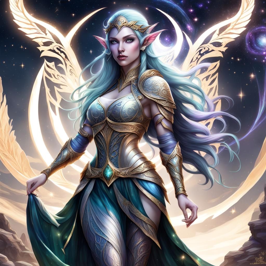Mystical Astral Elf Woman in a Fantasy Setting