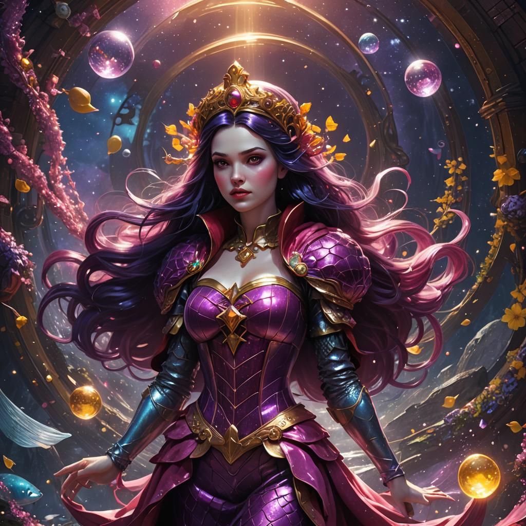 Snow White Space Mermaid in Dark Fantasy Style