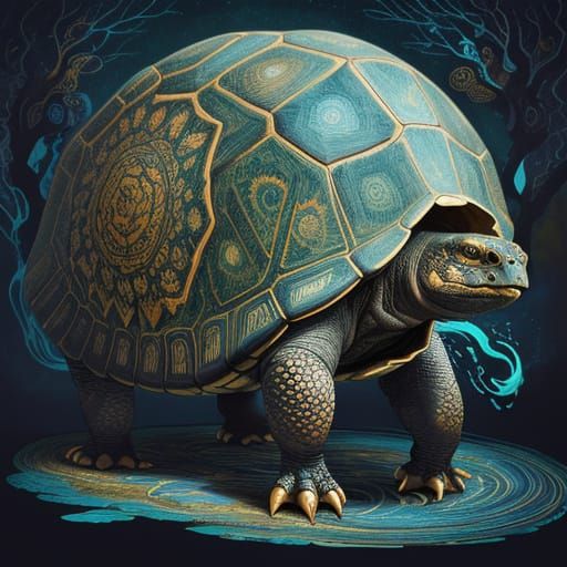 Ethereal Tortoise Embodies the Weight of Time in Vibrant Mos...