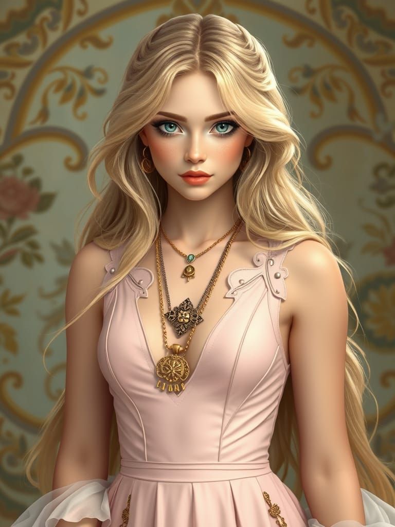 Golden Goddess in Pastel Dream