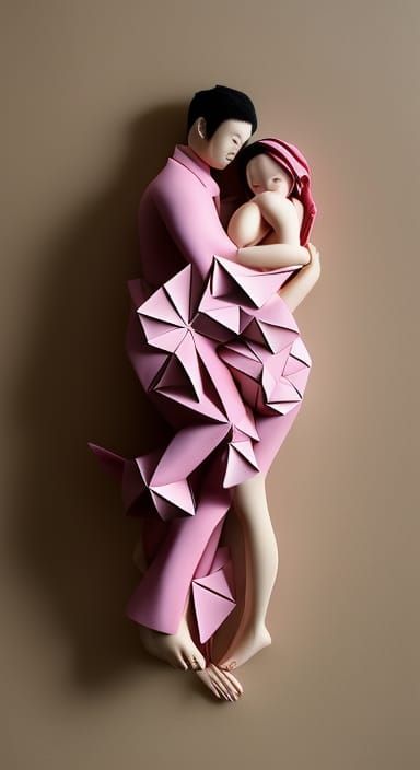 Origami Hugs: A Detailed Fairytale Sculpture