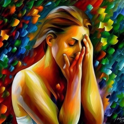 Woman in Tears: Vivid Impasto Expression