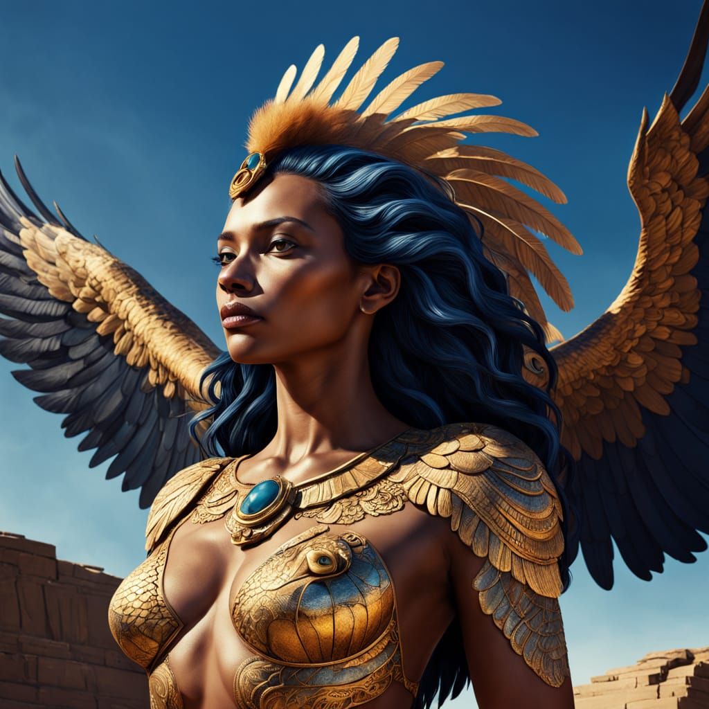 Majestic Mythical Sphinx in Golden Counter-Plongée Perspecti...