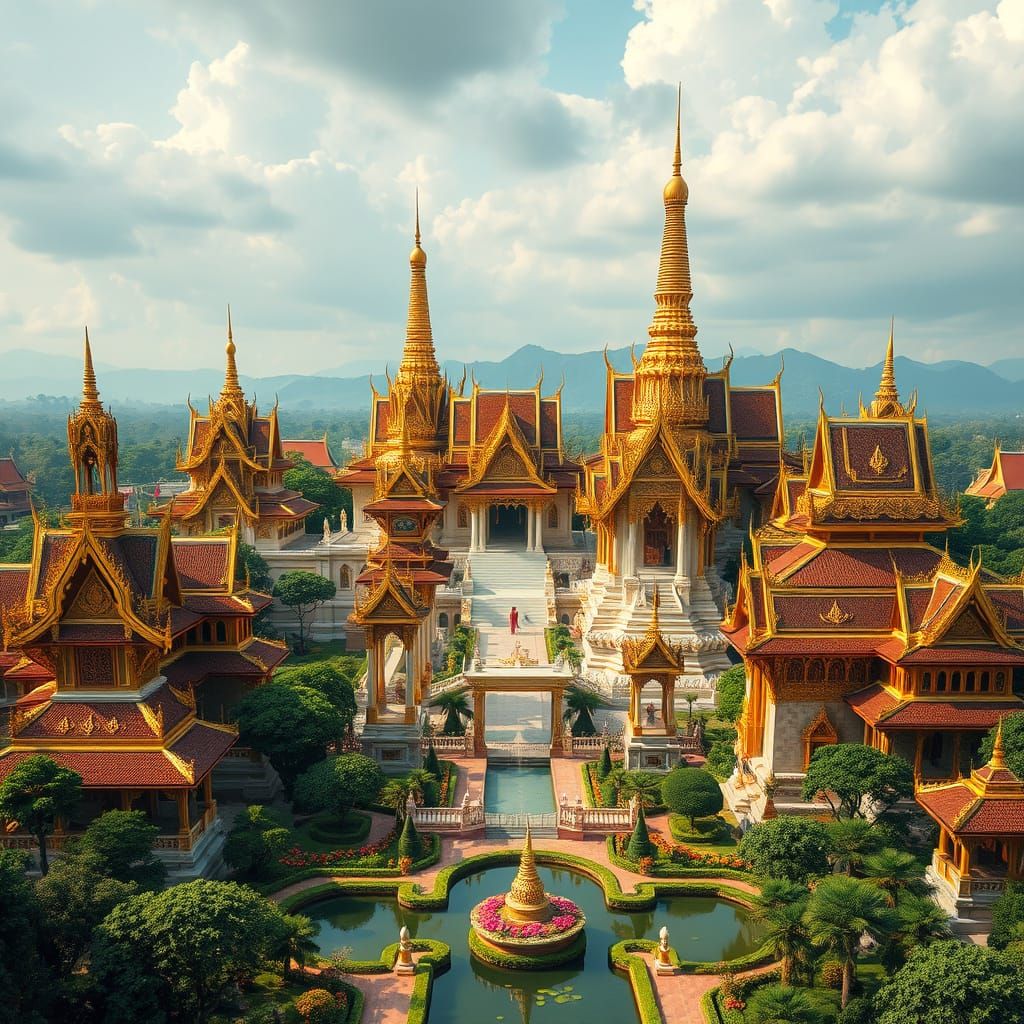 Thai Cinematic Kingdom: Golden Spires and Majestic Palaces