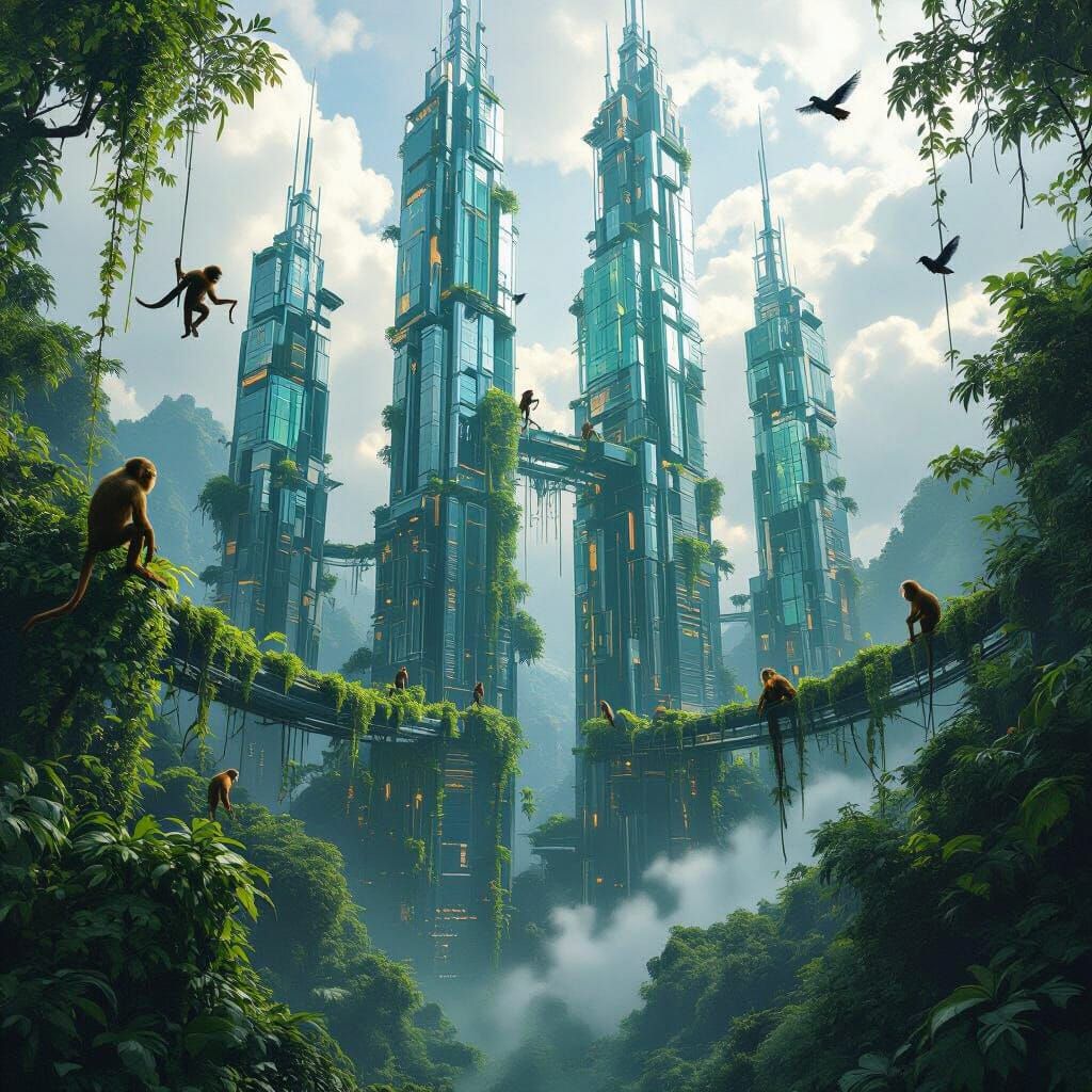 Skyscrapers Emerge From Ancient Rainforest: Urban Fantasy Ar...