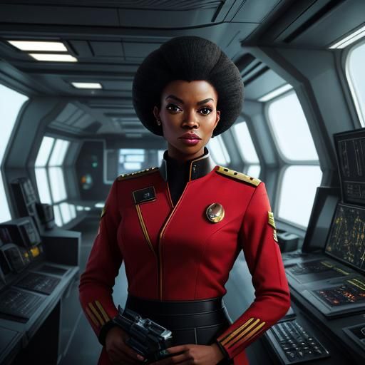Lt. Uhura on the Enterprise in Sci-Fi Style