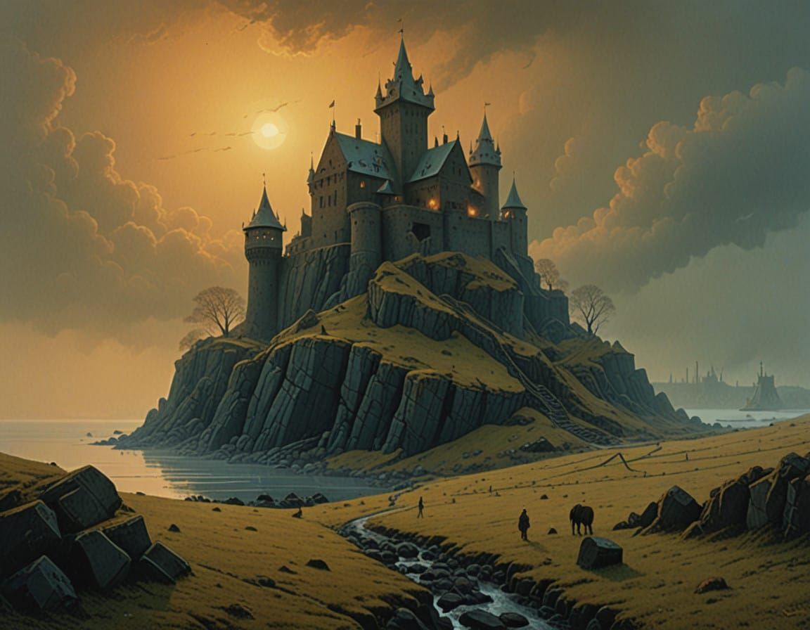 Majestic Viking Fortress in Atmospheric, Realistic Digital A...