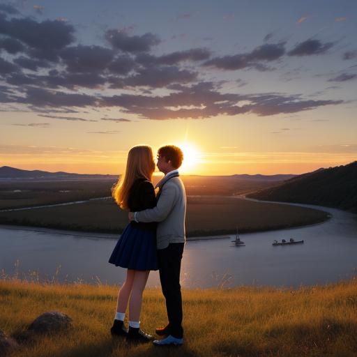 Lovers Embrace at Sunrise: A Moment of Peace