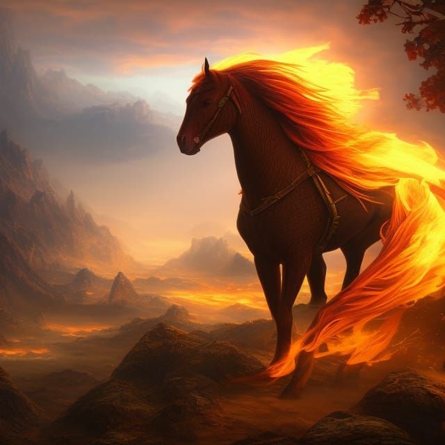 Fiery Horse Detailed Matte Painting