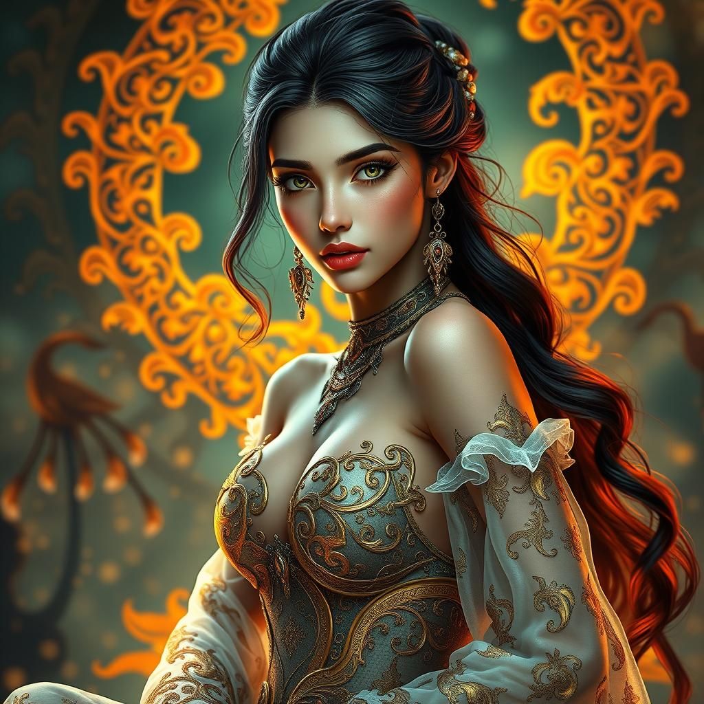 Elegant Long-Legged Woman: Concept Art Portrait