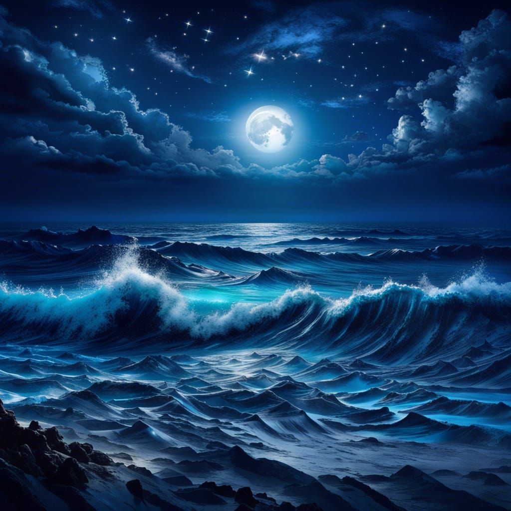 Blue Night: Stunning Shades of Moonlight and Sea