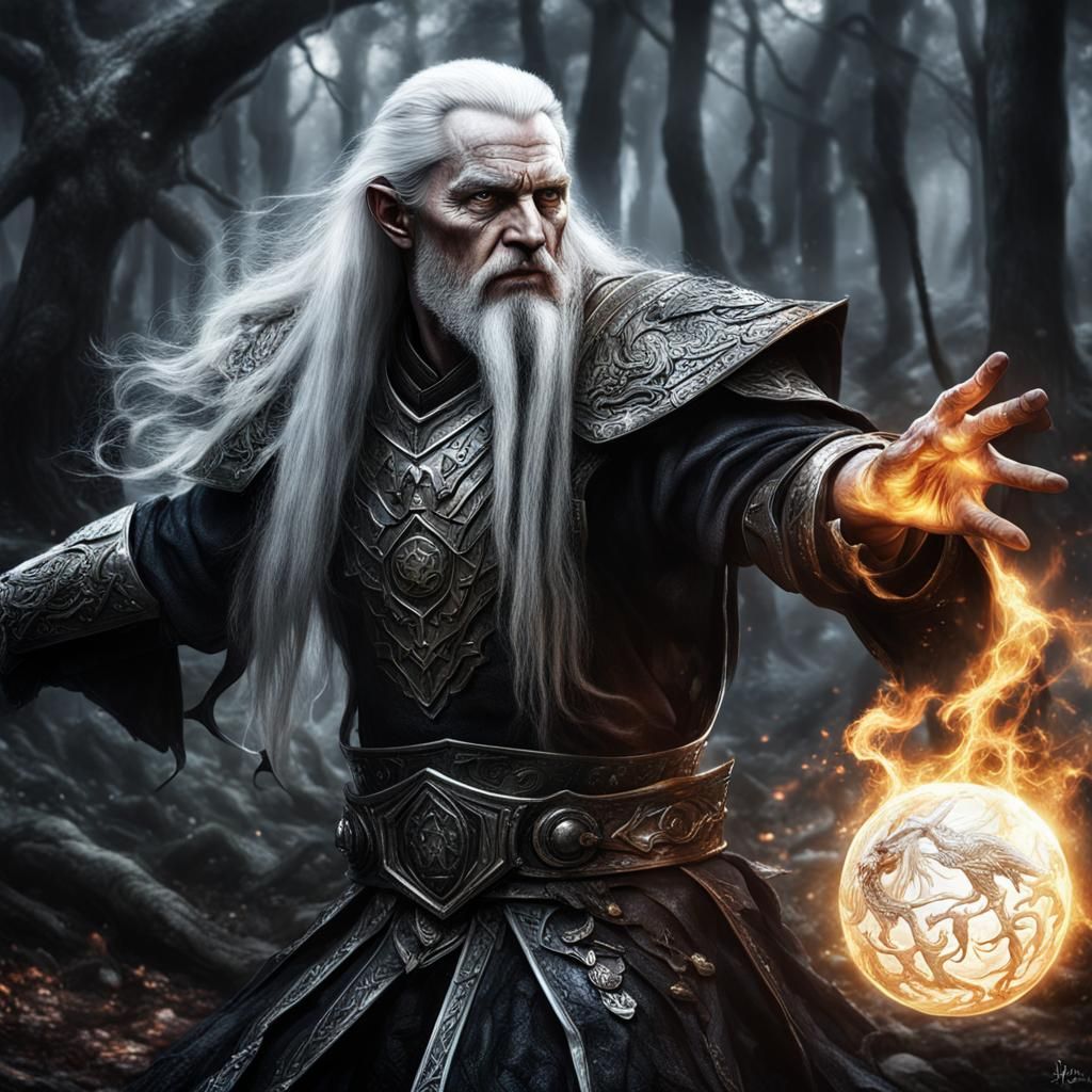 Hyperrealistic King Nuada as Dark Mage