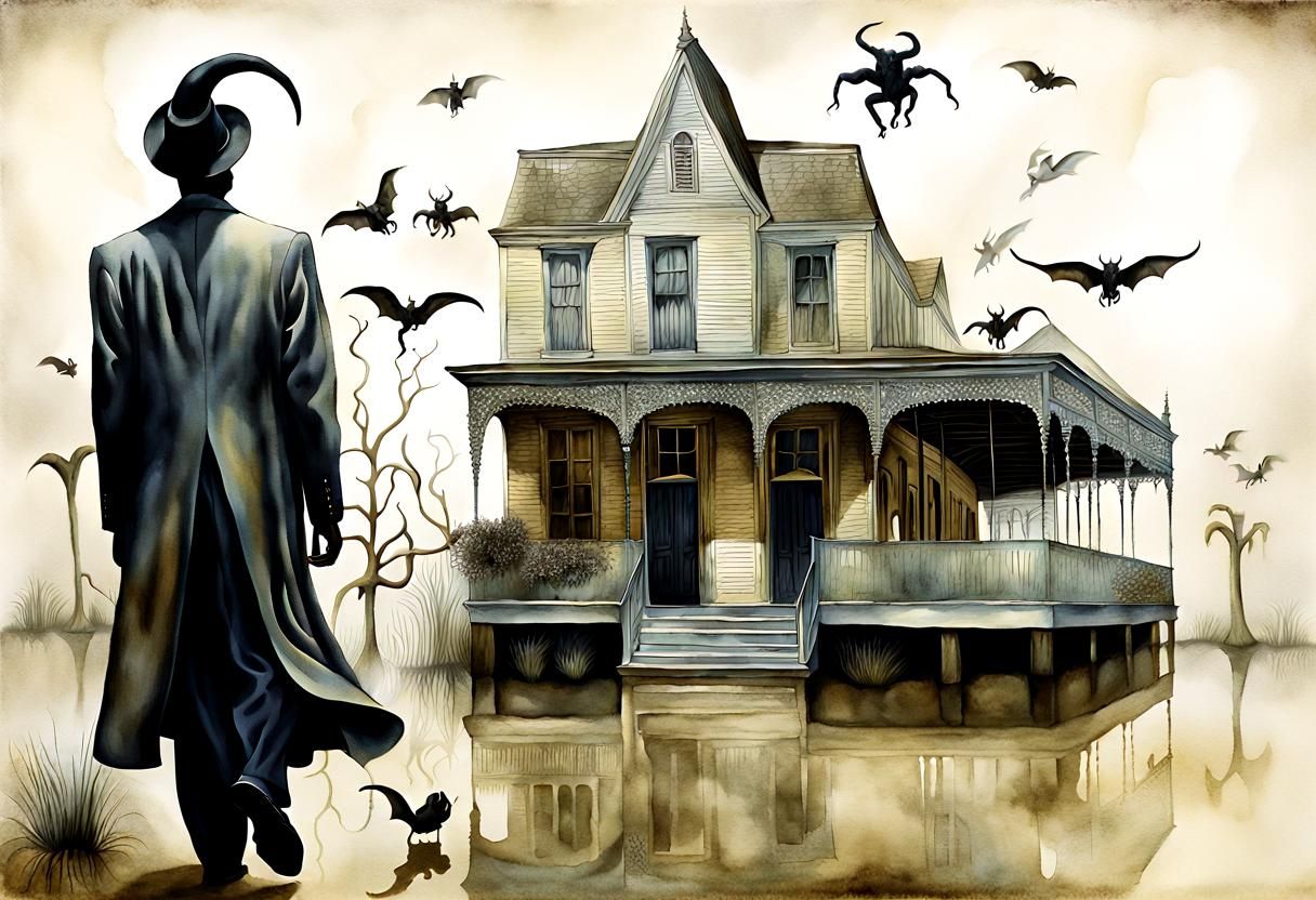 Devil's Dream Walk: A Mythological Watercolor Journey