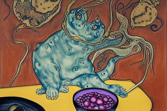 Creepy Garfield Guardian: Hyperrealistic Ink Drawing