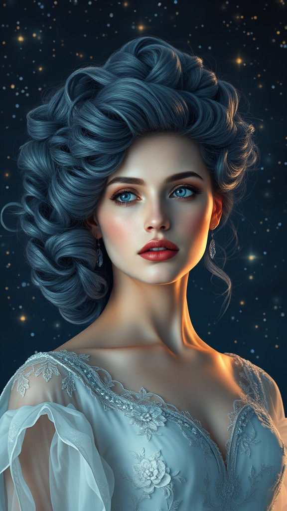 Celestial Queen in Starry Night, Digital Matte Painting