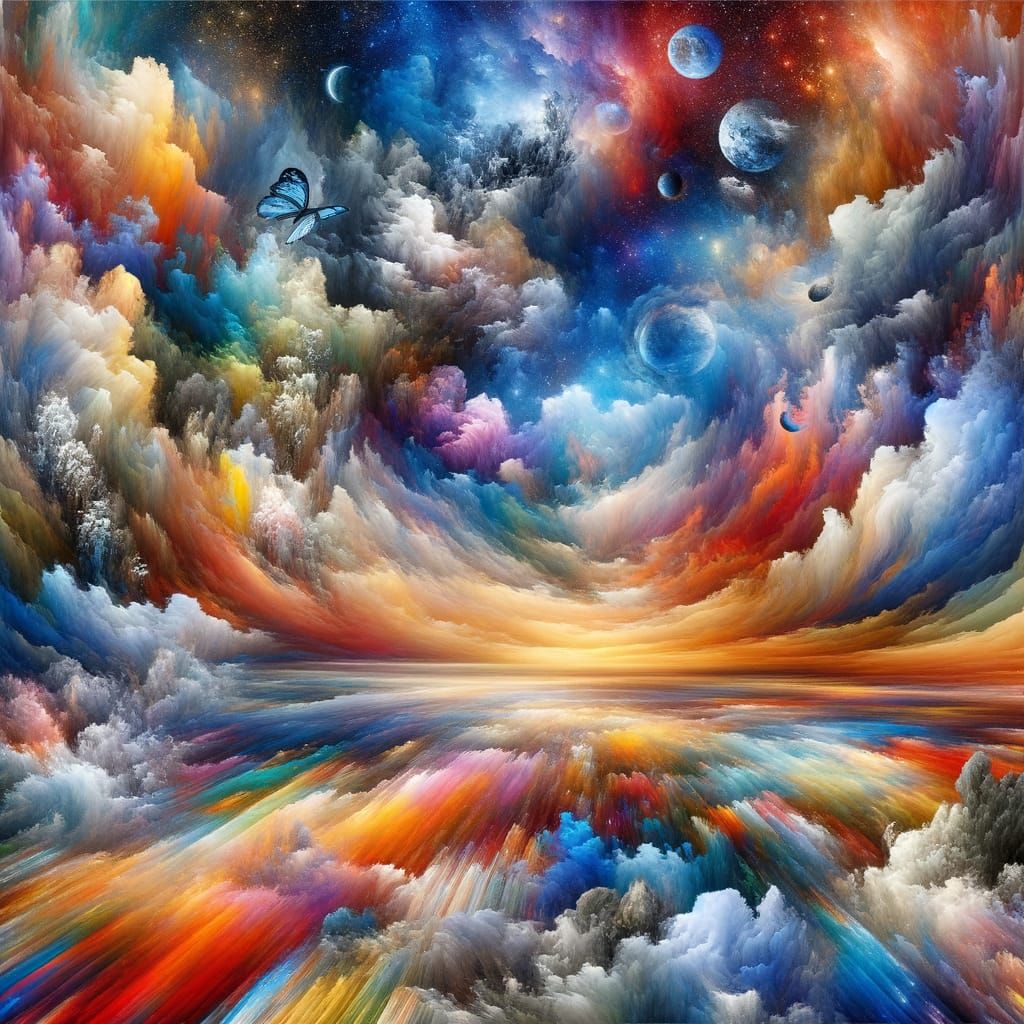 Surreal Sky Blending Acrylic, Pastel, and Watercolor