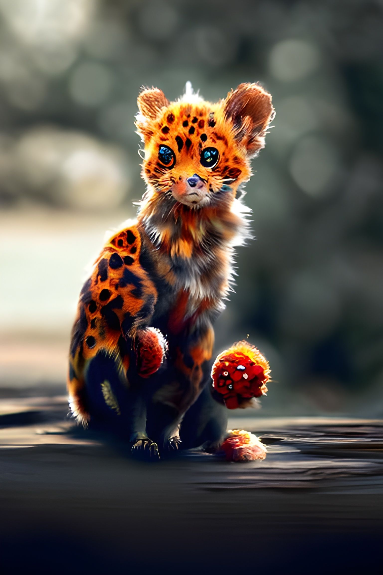 Adorable Red Leopard Cub with Big Eyes: 8K Art