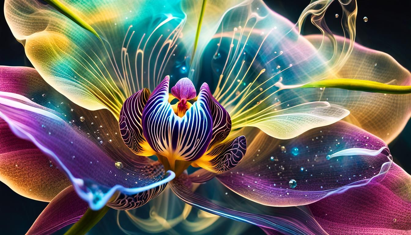Cosmic Orchid: Ethereal Dreamscape in Prismatic Glass