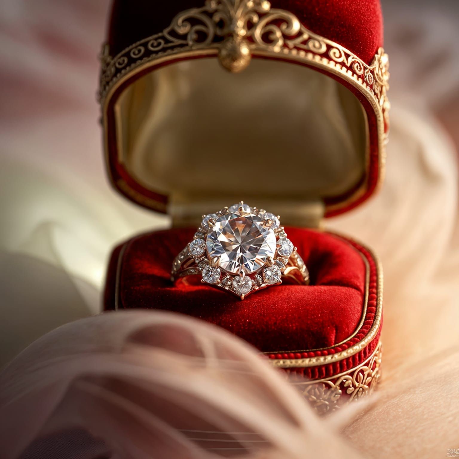 Diamond Engagement Ring in Velvet Box
