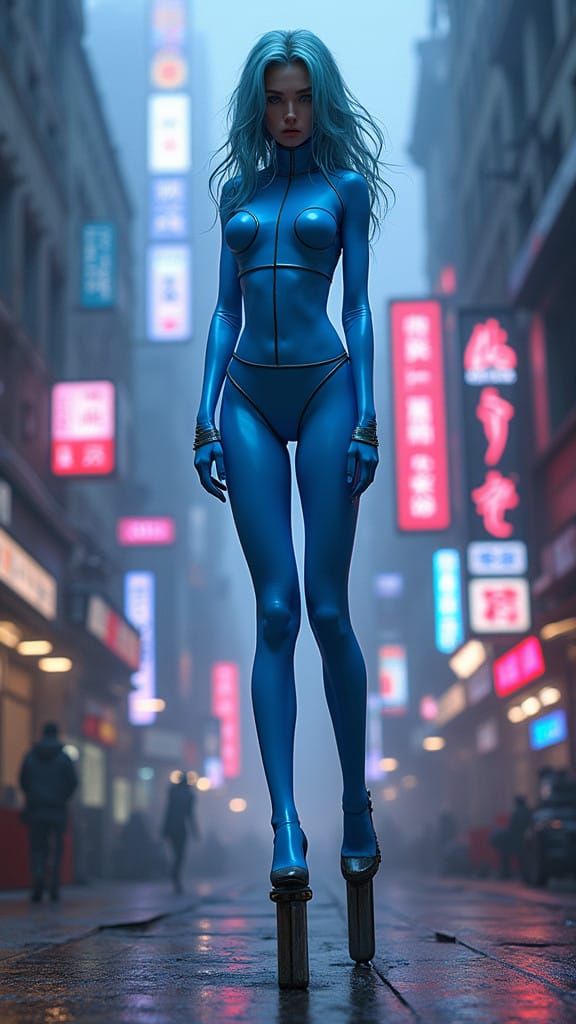 Electrifying Futuristic Fashion in a Cyberpunk Metropolis
