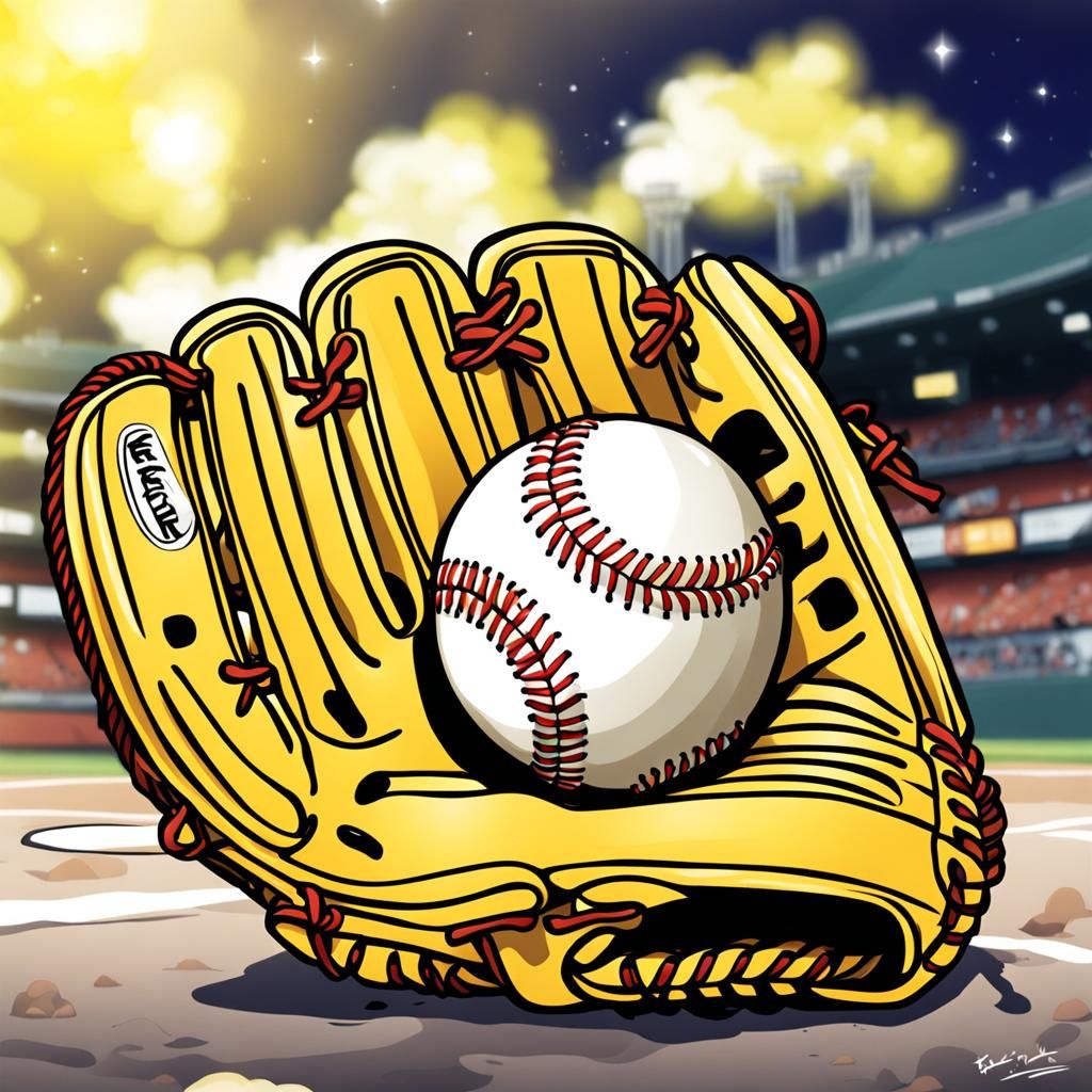 Yellow Baseball Glove in Anime Style