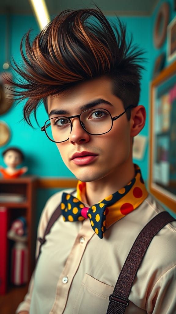 Quirky Portrait in Hyper-Real Style, 9:16 Aspect Ratio