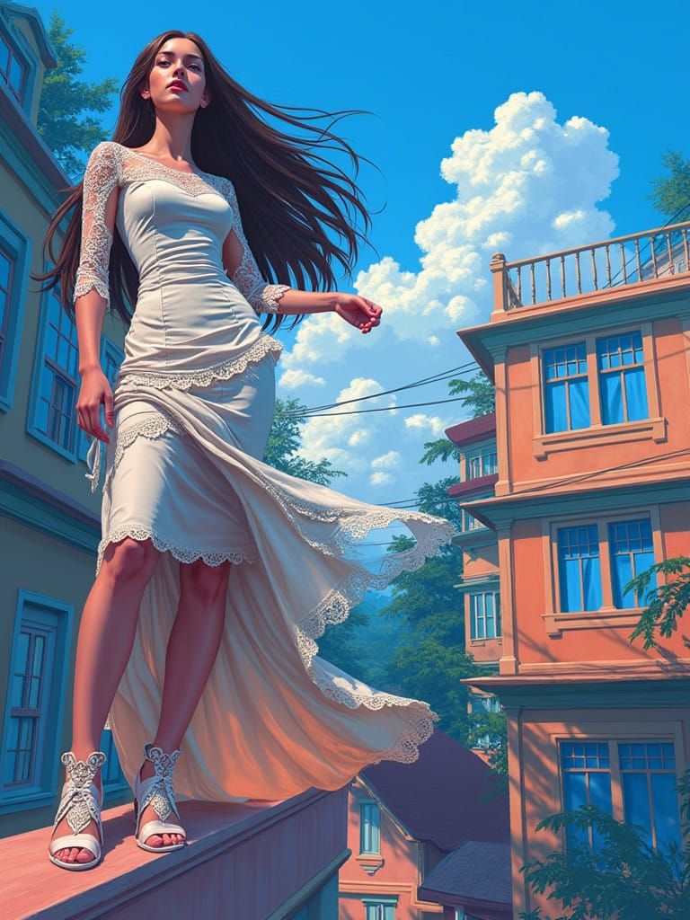 Confident Woman in Elegant White Gown