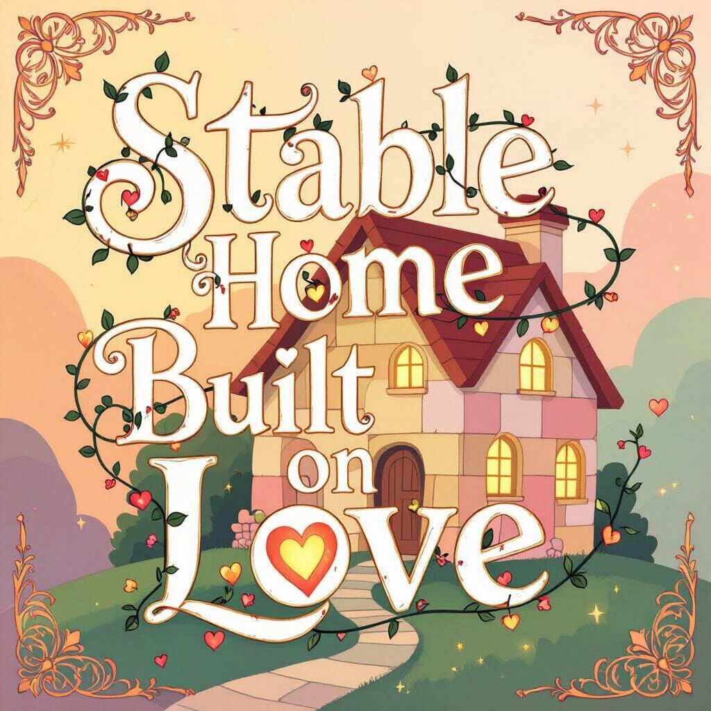 Whimsical House Illustration: Stable Home Built on Love
