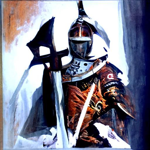 Templar Knight in Oil Painting Style