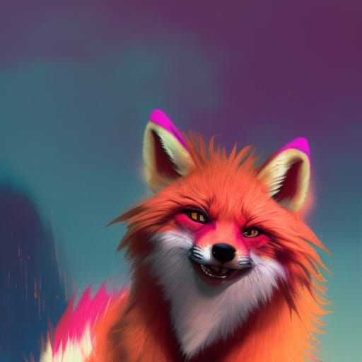 Hyperdetailed Pink Fox Girl with Indigo Eyes