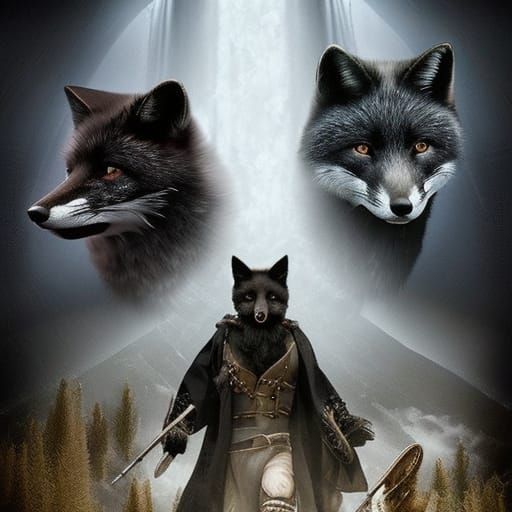 Dramatic Black Fox Digital Matte Painting