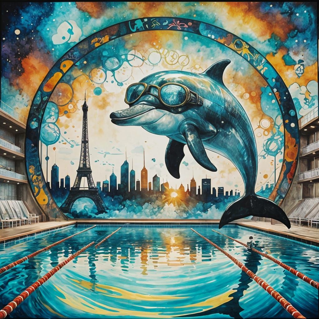 Dolphin Athlete Competes at the Olympics: Alcohol Ink Art