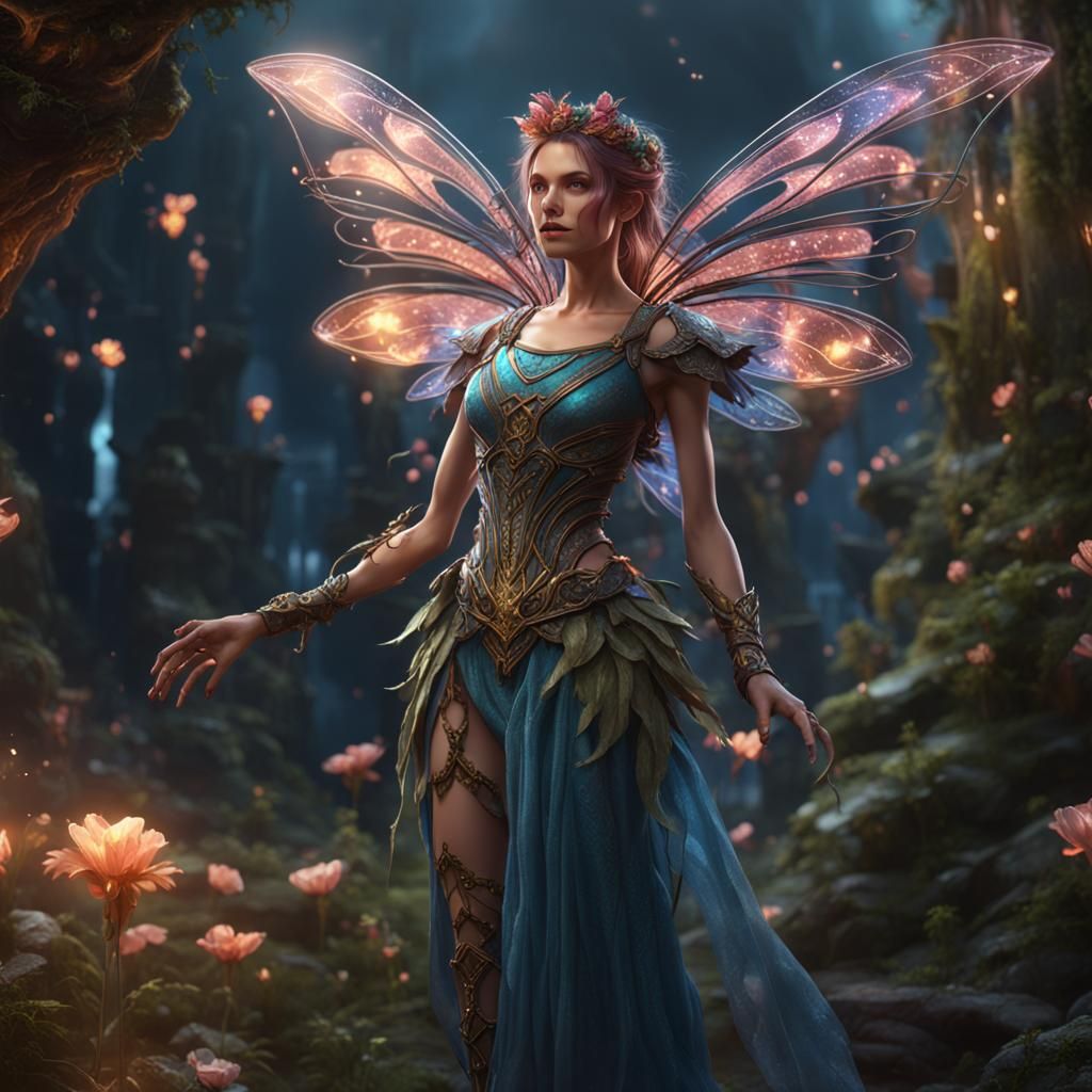 Fantastical Fairy in Detailed Matte Painting Style