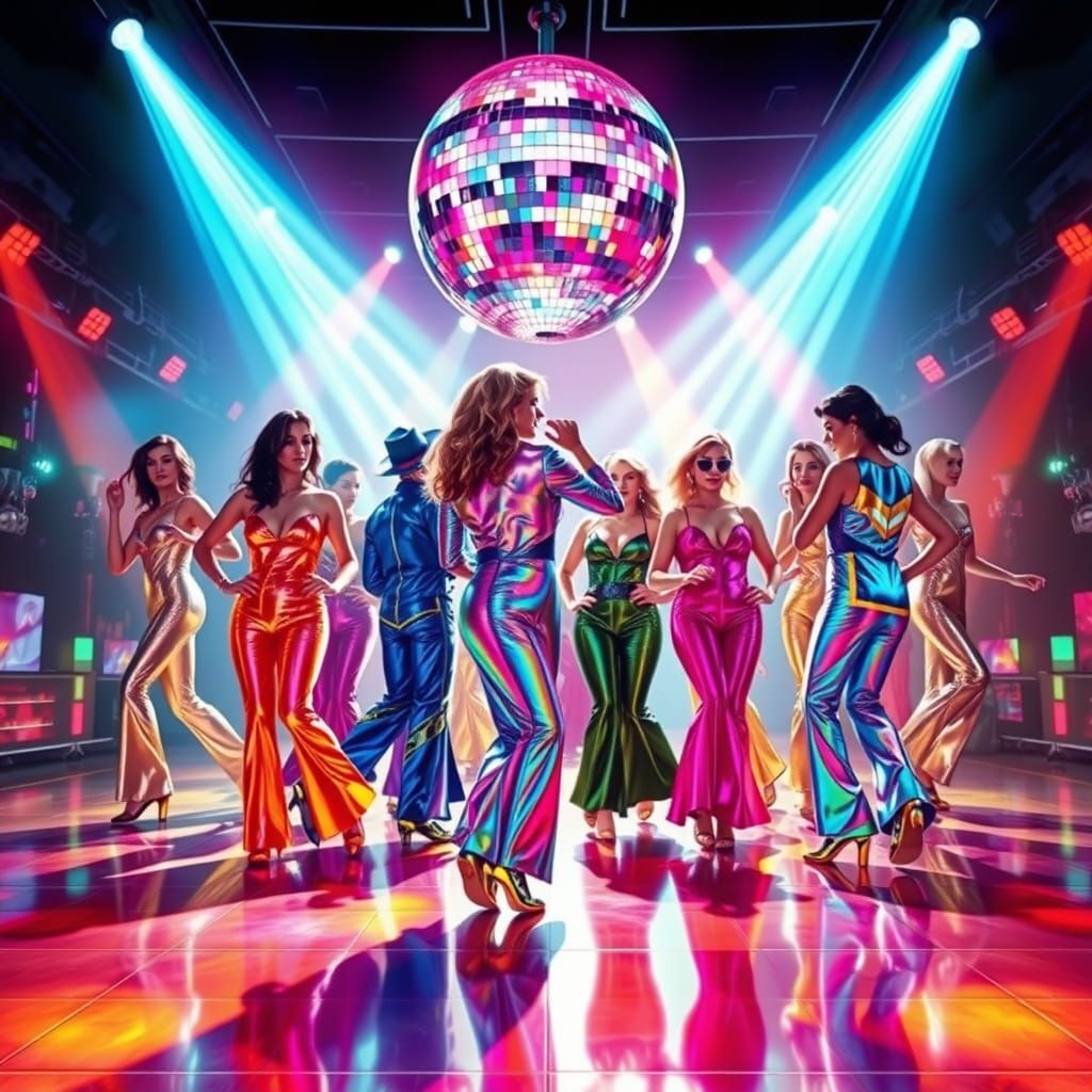 Disco Dancers Unite Under Futuristic Disco Ball