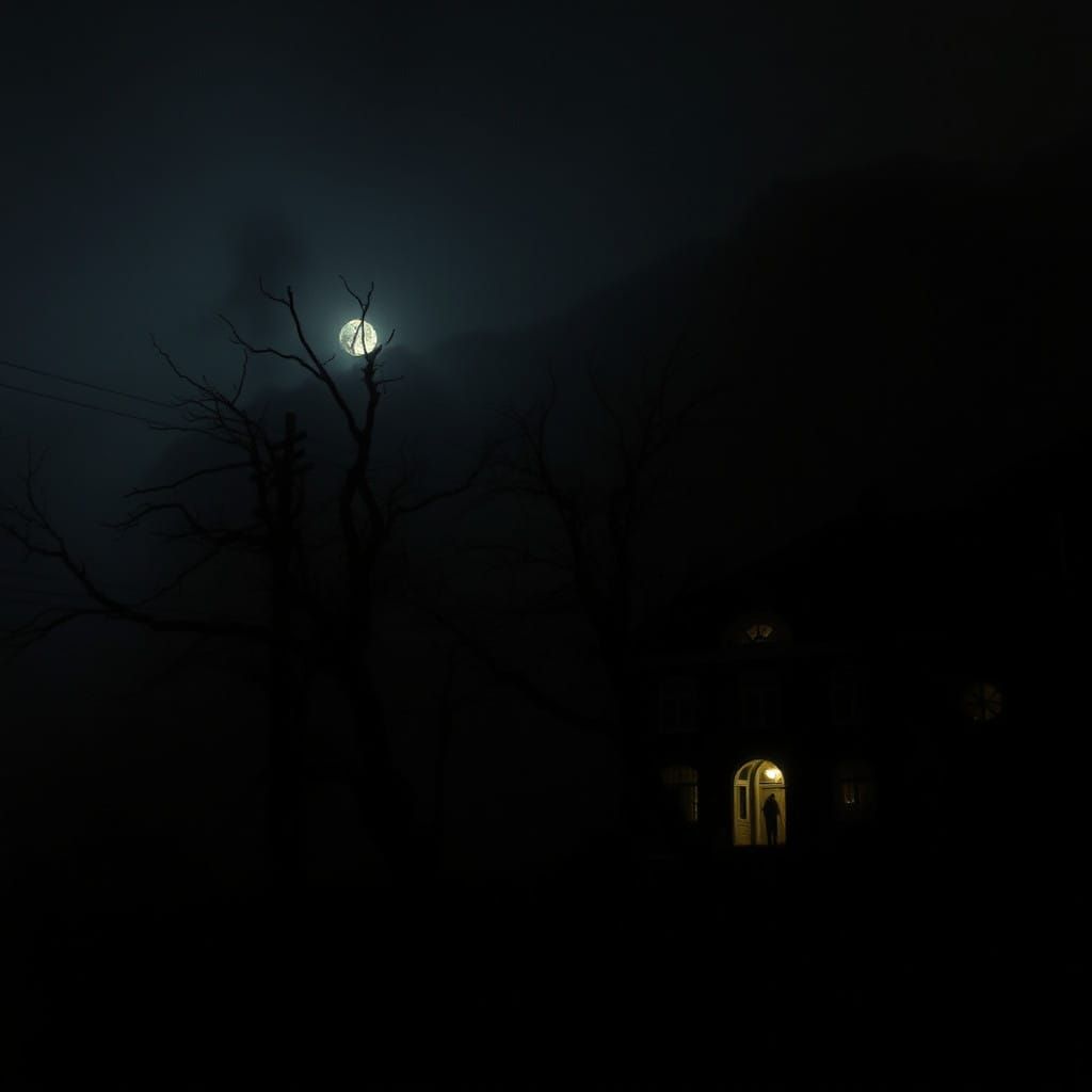 Surreal Landscape in a Dark and Eerie Atmosphere