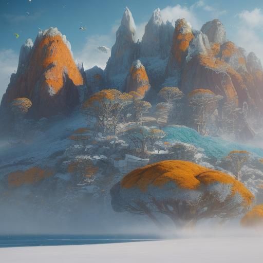 Magical Travelers in Freud-Inspired Landscape