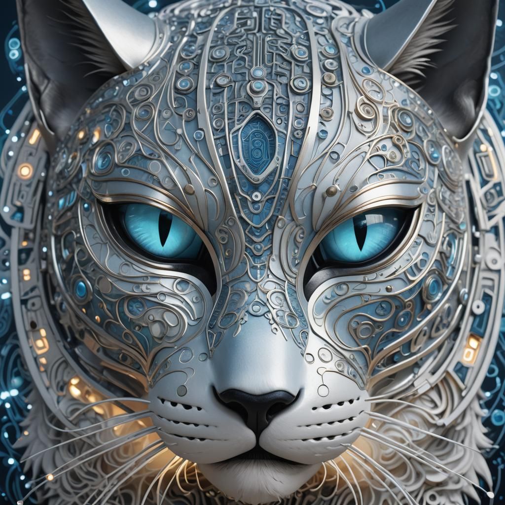 High-Tech Cat Mask with Gleaming Details