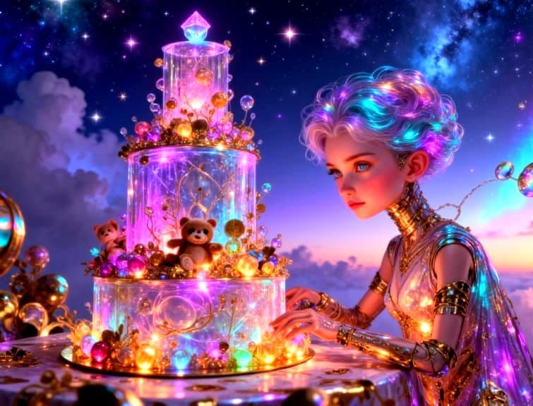 🌠Interstellar Neon Birthday Cake