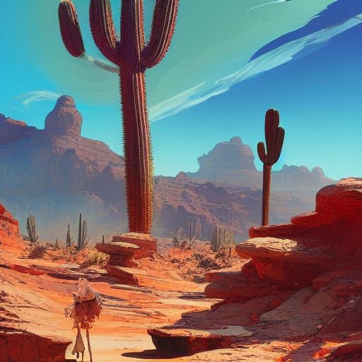 Petra Desert Landscape in Digital Art Style